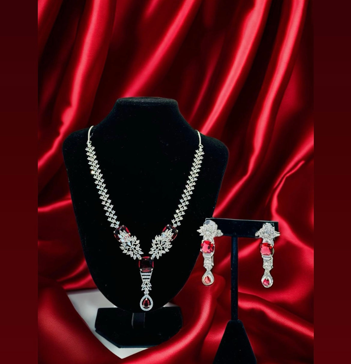 Designer Ruby Diamond Necklace - Opulent Elegance in Indian Jewelry, USA