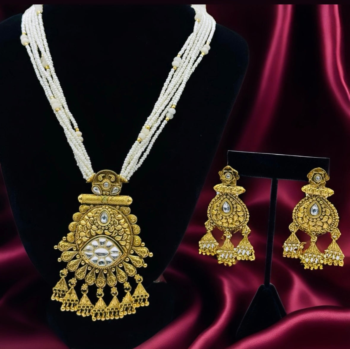 White Gold Long Set - Timeless Sophistication in Indian Jewelry, USA