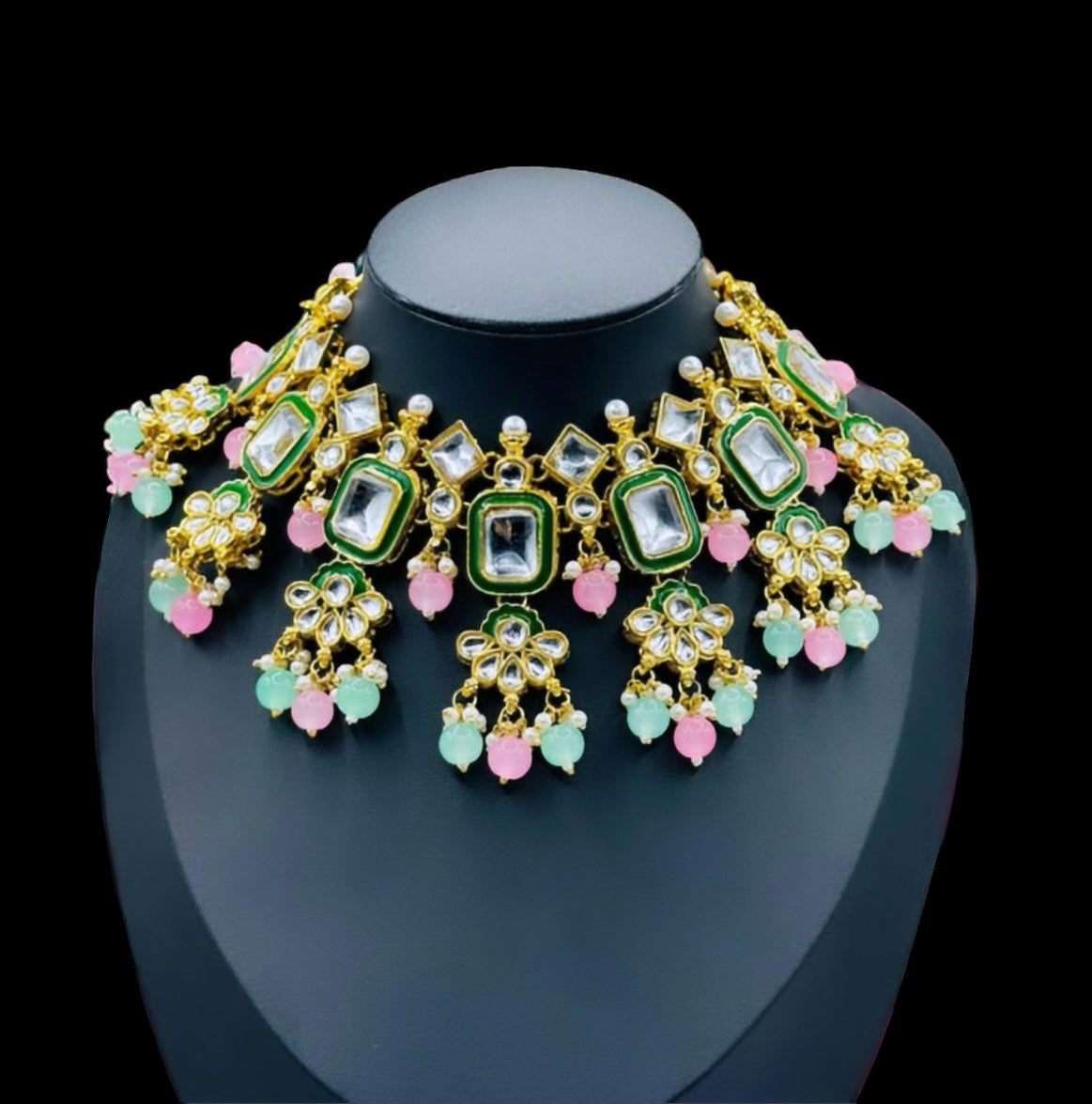 Polki Kundan Mint Green Bridal Set - Exquisite Beauty for Indian Brides in the USA