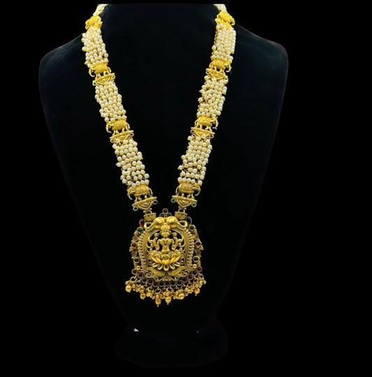 Exact Gold Look Temple Necklace Set Long - Divine Elegance in Indian Jewelry, USA