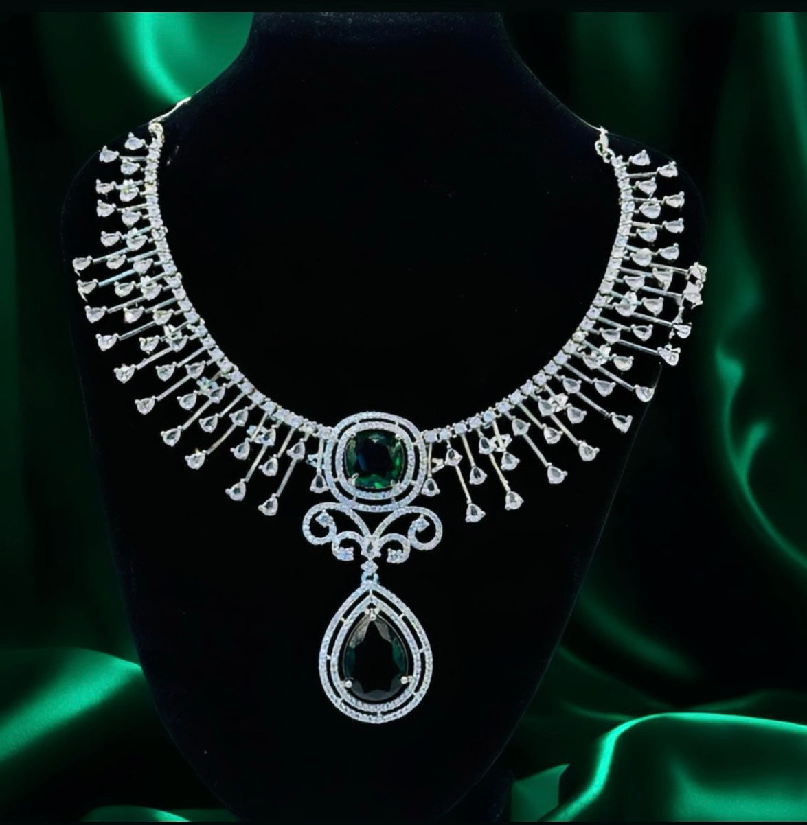 Emerald and Diamond Drop Set - Timeless Elegance in Indian Jewelry, USA