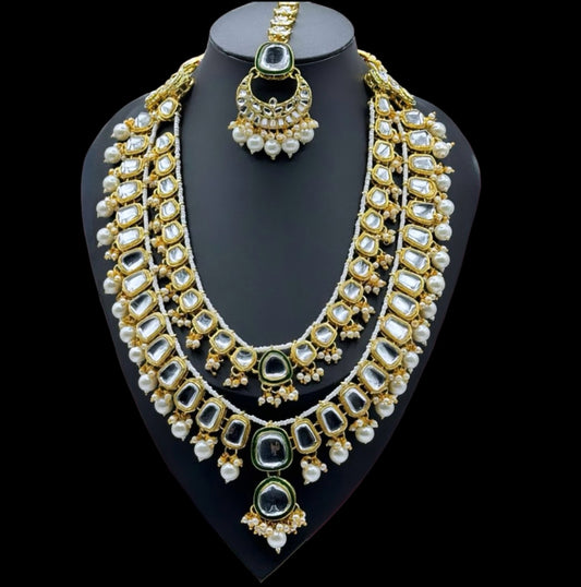 Tyaani White Double Layer Kundan Look Set - Timeless Elegance in Indian Jewelry, USA