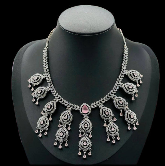 Pink Drop Diamond Set - Radiant Sophistication in Indian Jewelry, USA