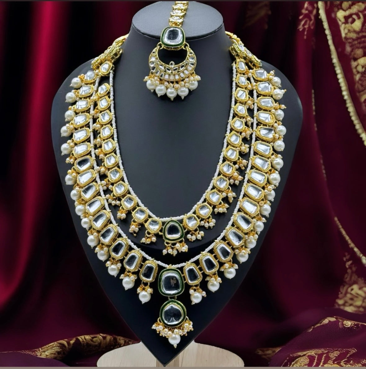 Tyaani White Double Layer Kundan Look Set - Timeless Elegance in Indian Jewelry, USA