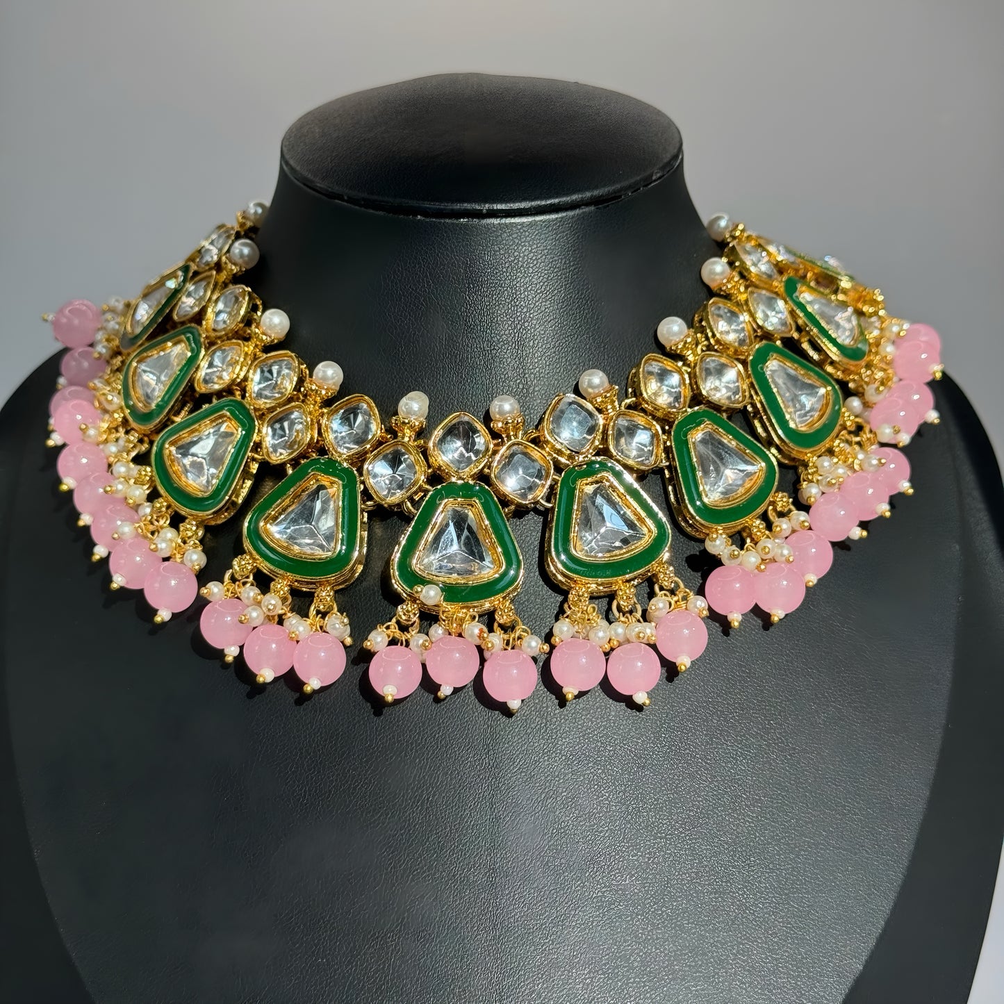 Pink Kundan and Polki Look Set - Radiant Charm in Indian Jewelry, USA