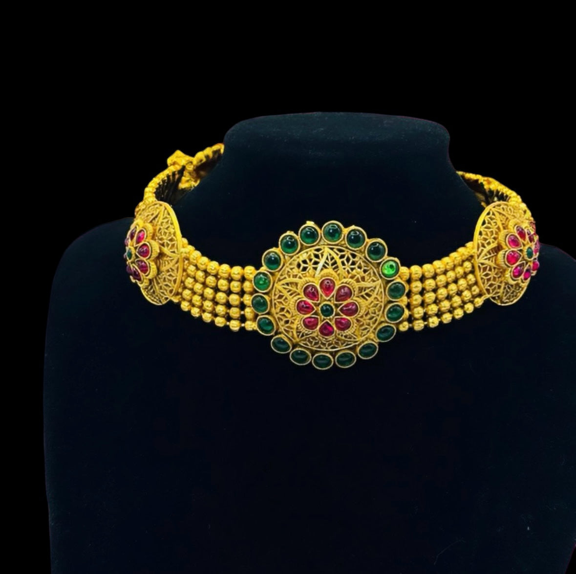 Gold Choker with Studs - Contemporary Glamour in Indian Jewelry, USA