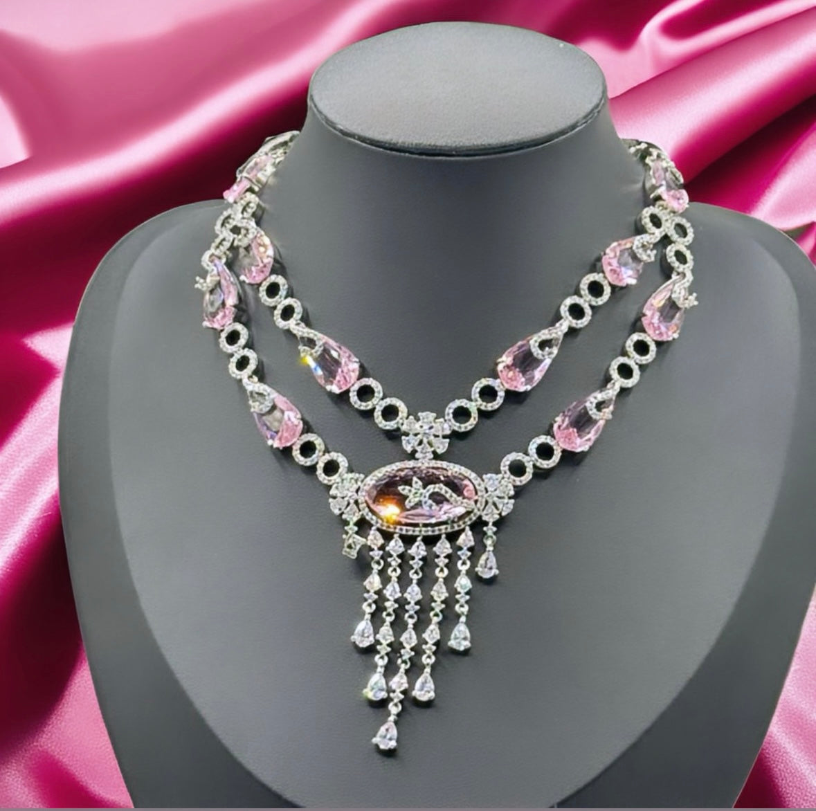 Pink Manish Malhotra Inspired Diamond Set - Exquisite Glamour in Indian Jewelry, USA