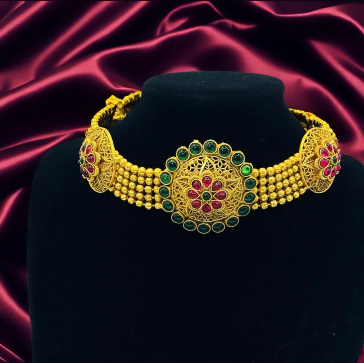 Gold Choker with Studs - Contemporary Glamour in Indian Jewelry, USA