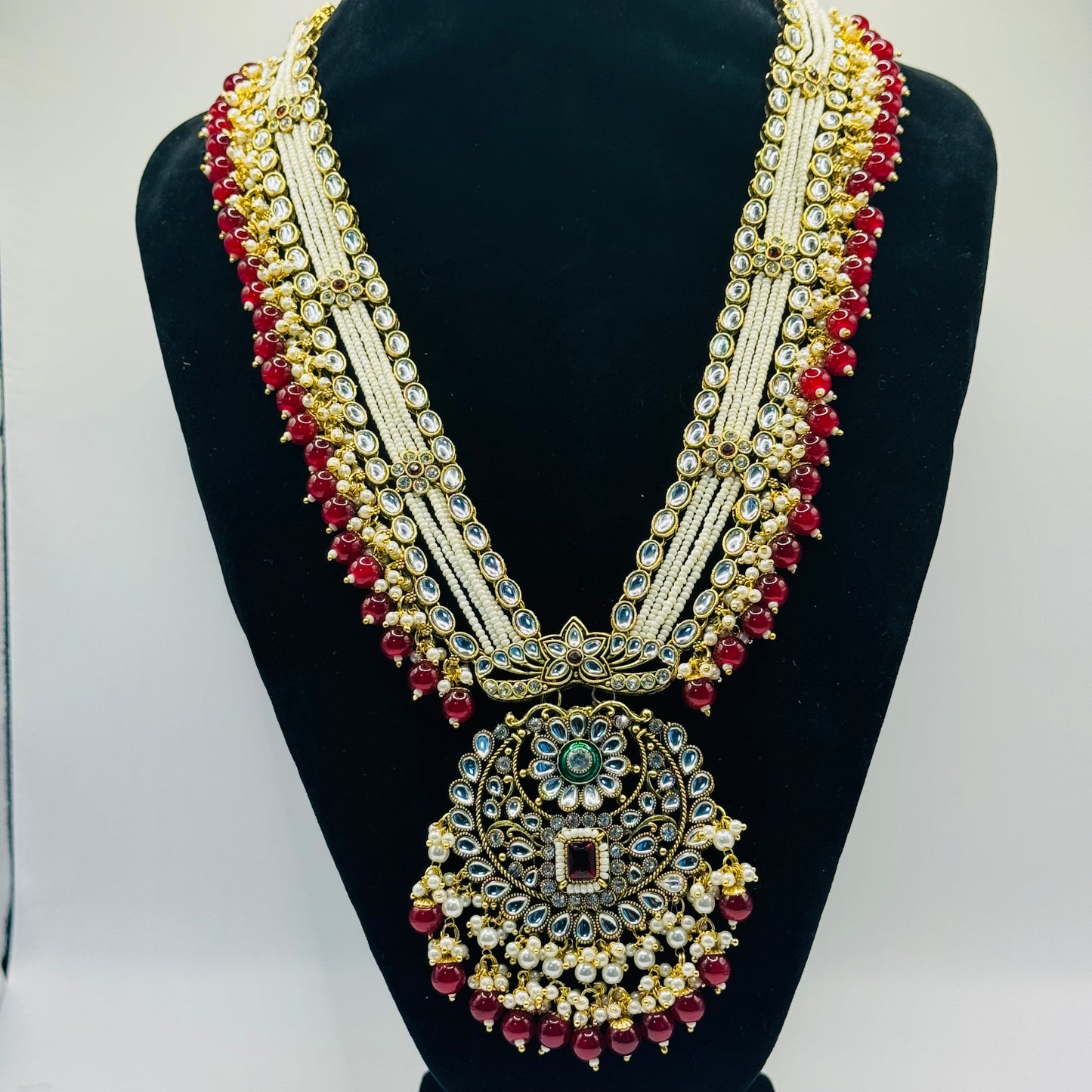 Long Royal Maroon Set - Majestic Indian Jewelry in USA