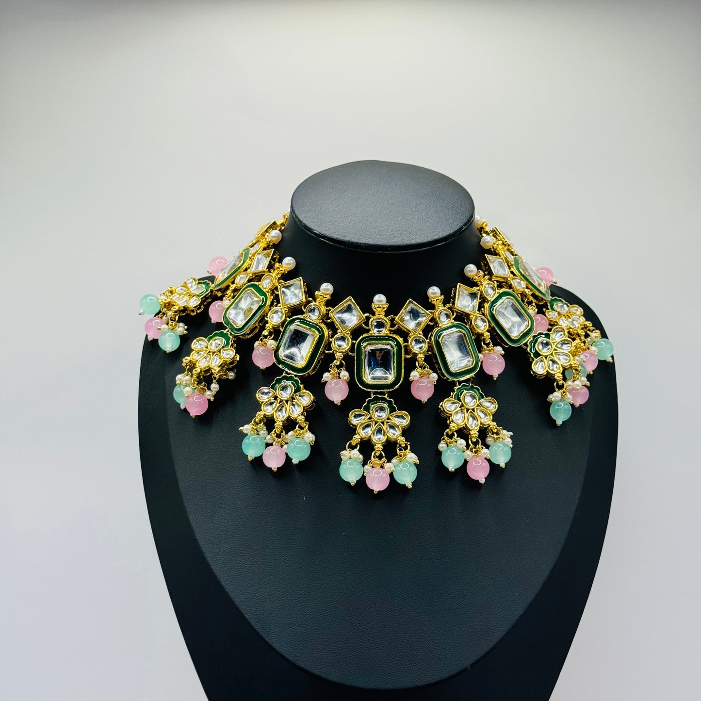 Polki Kundan Mint Green Bridal Set - Exquisite Beauty for Indian Brides in the USA