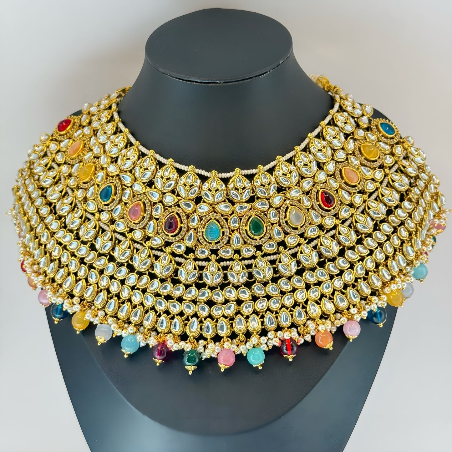 Multicolor Kundan Jodha Bai Bridal Set - Regal Splendor in Indian Jewelry, USA