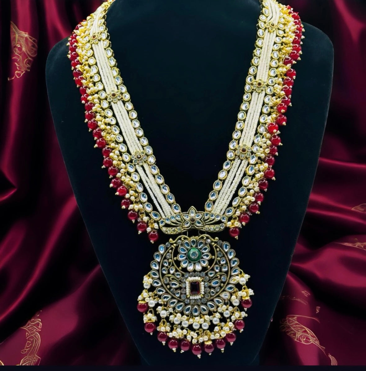 Long Royal Maroon Set - Majestic Indian Jewelry in USA