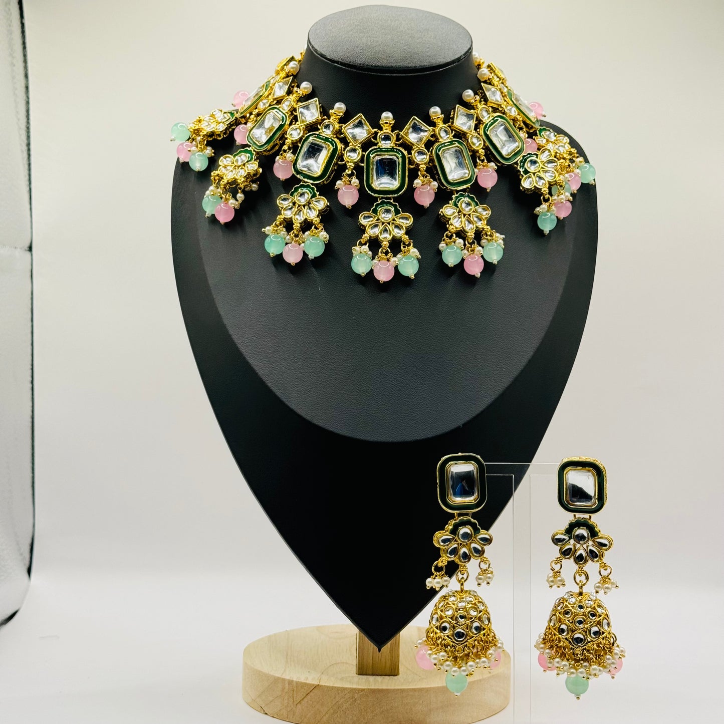 Polki Kundan Mint Green Bridal Set - Exquisite Beauty for Indian Brides in the USA