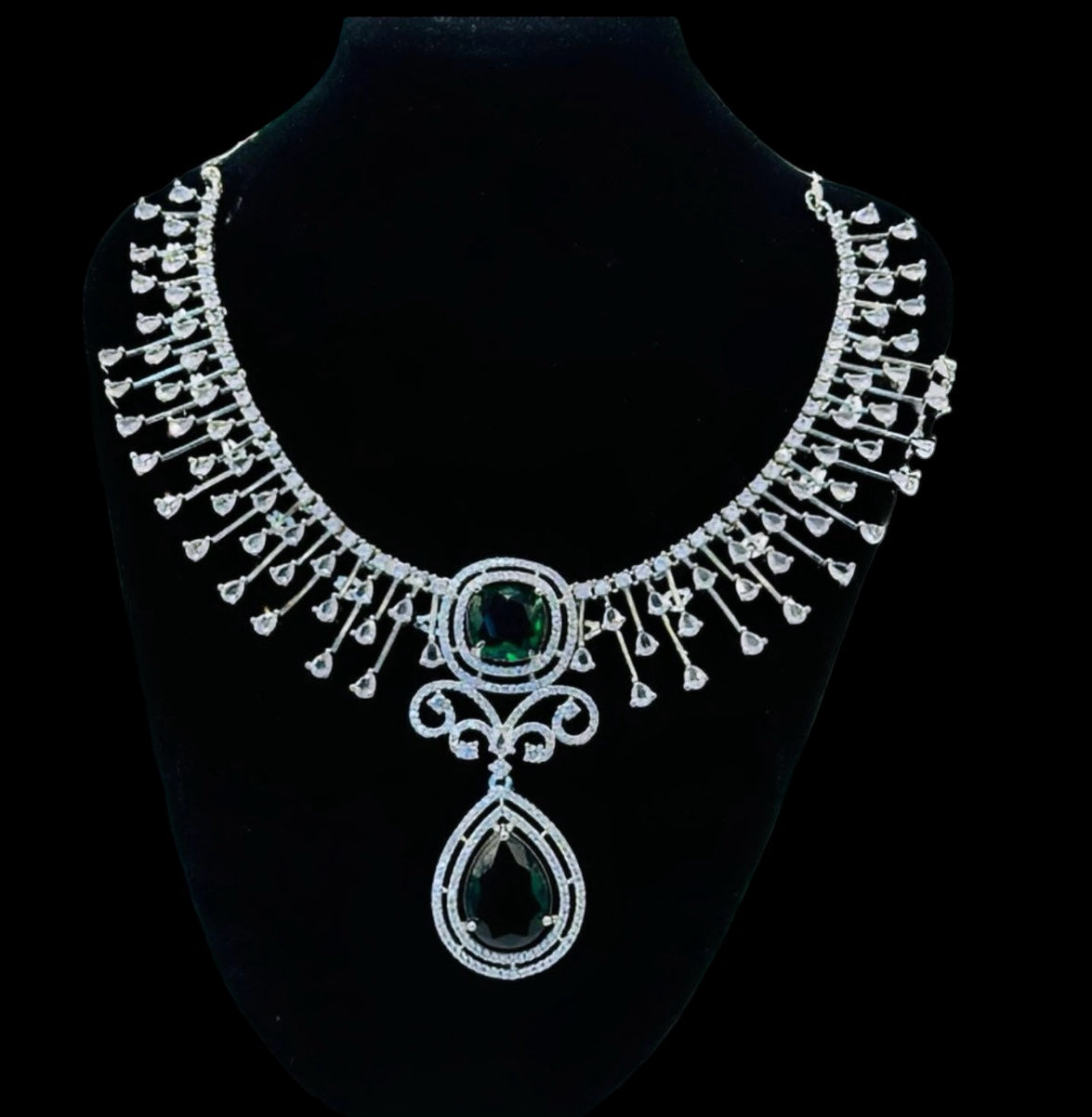 Emerald and Diamond Drop Set - Timeless Elegance in Indian Jewelry, USA