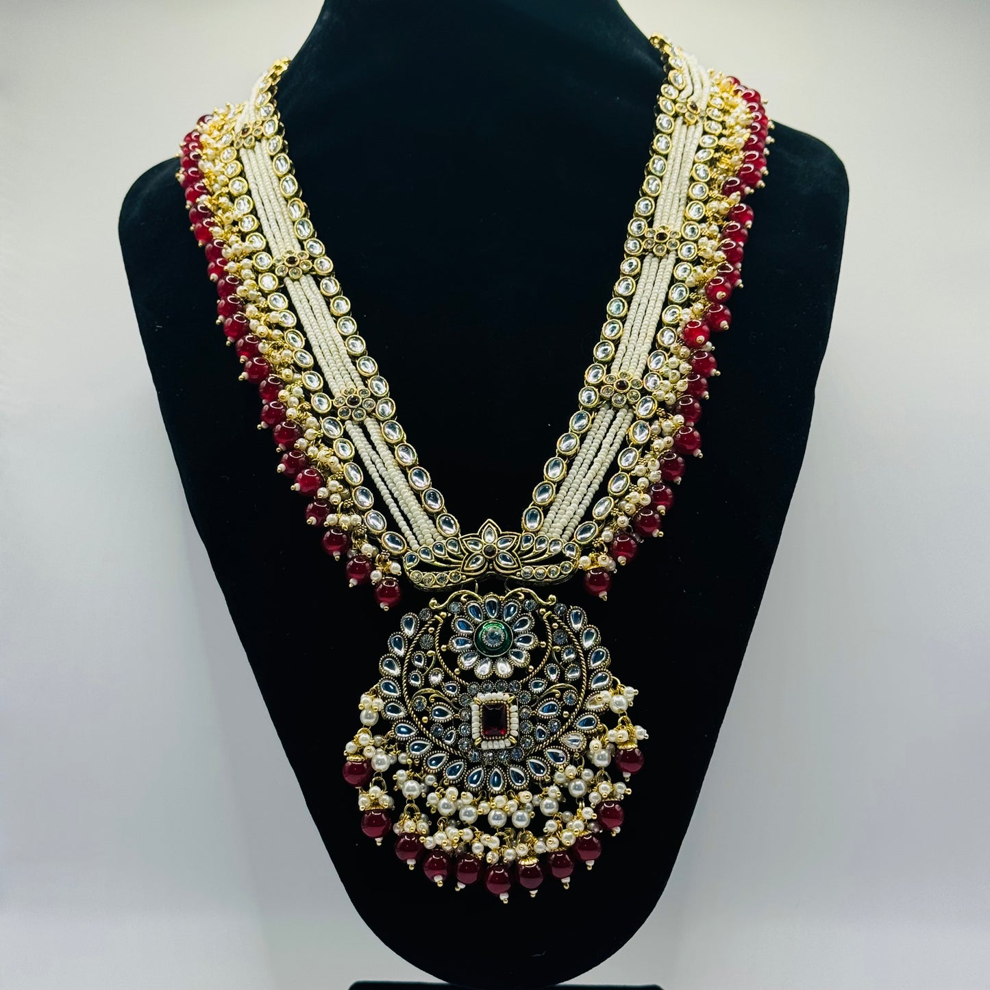 Long Royal Maroon Set - Majestic Indian Jewelry in USA