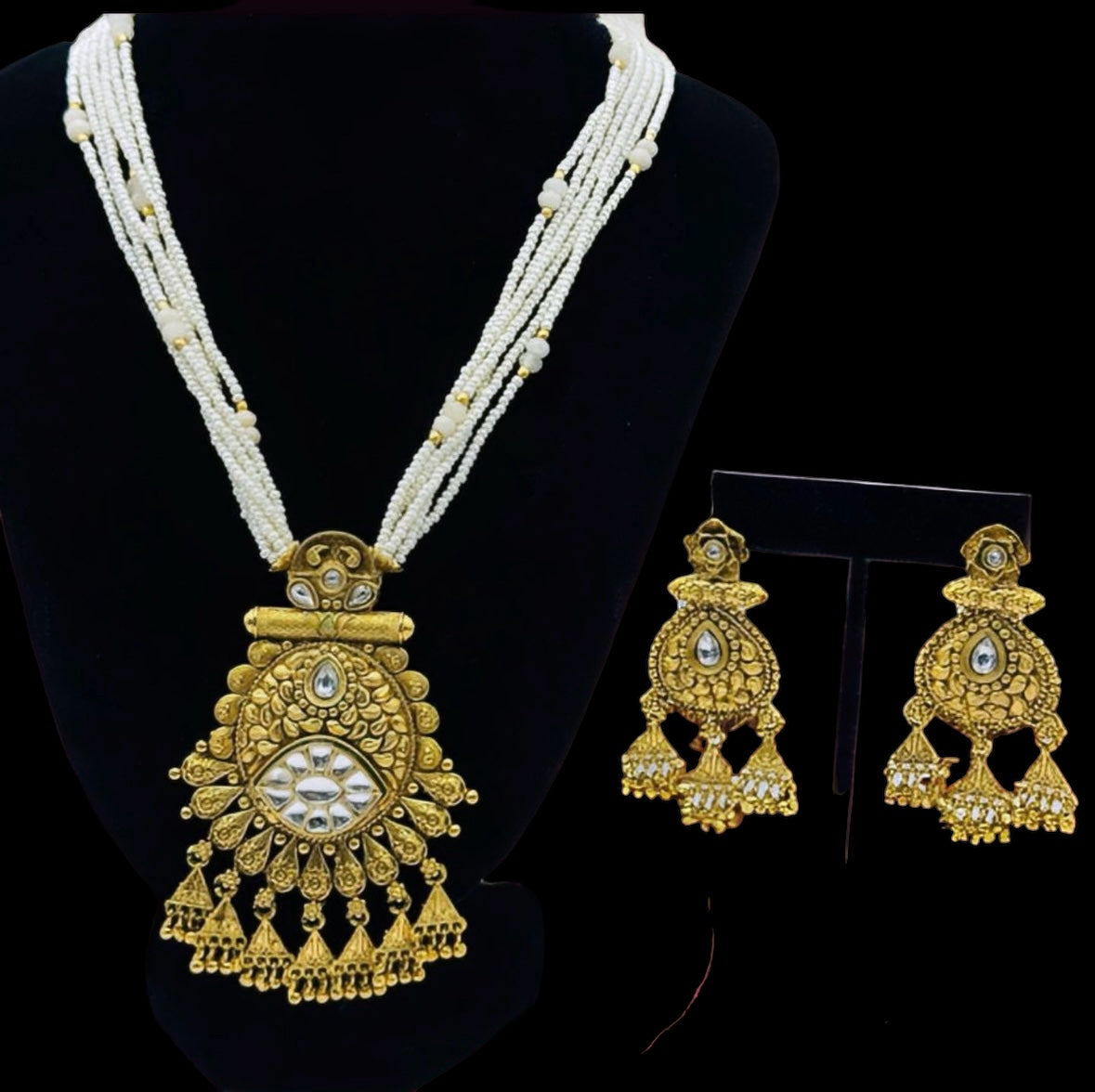 White Gold Long Set - Timeless Sophistication in Indian Jewelry, USA