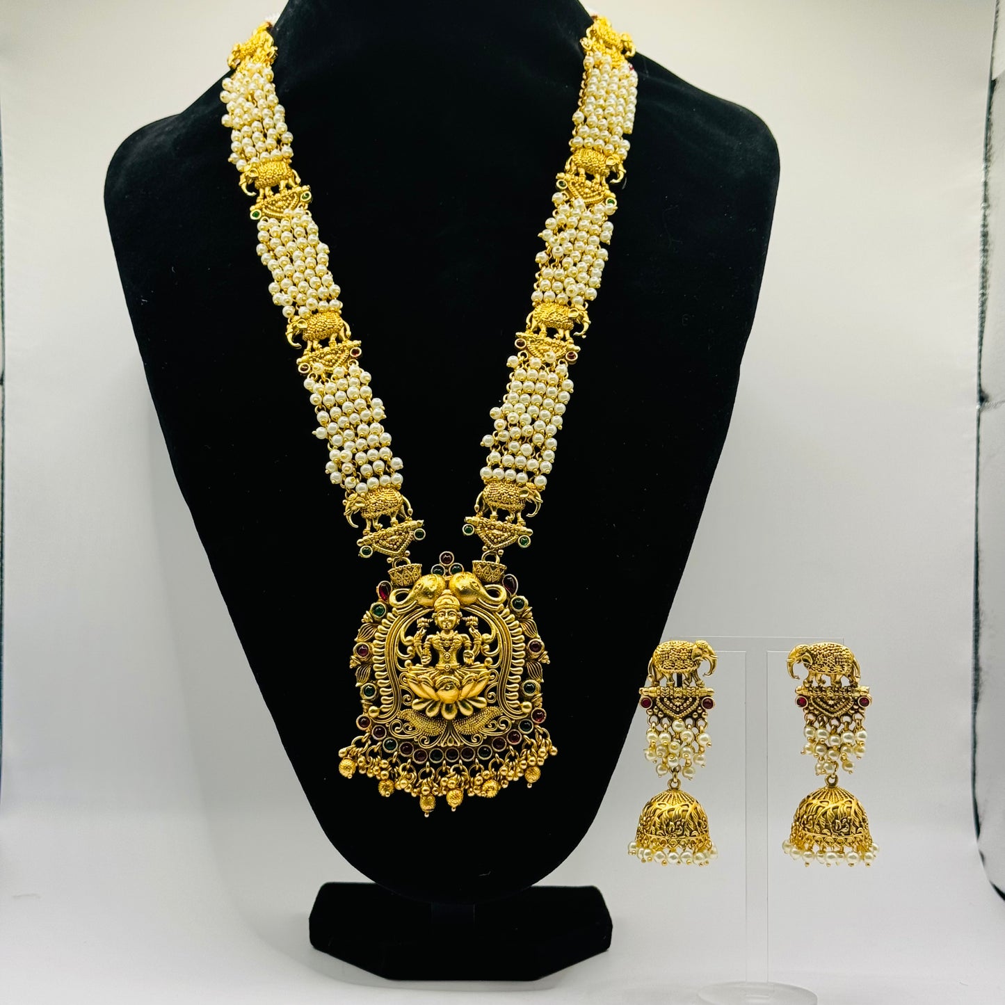 Exact Gold Look Temple Necklace Set Long - Divine Elegance in Indian Jewelry, USA