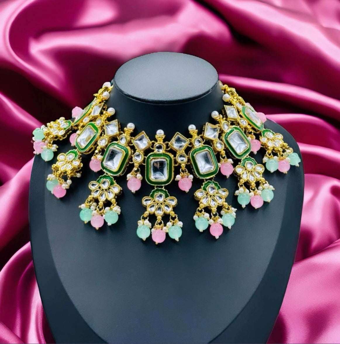 Polki Kundan Mint Green Bridal Set - Exquisite Beauty for Indian Brides in the USA