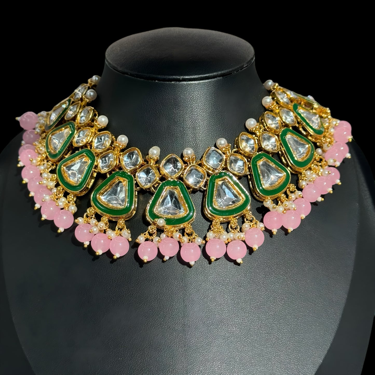 Pink Kundan and Polki Look Set - Radiant Charm in Indian Jewelry, USA