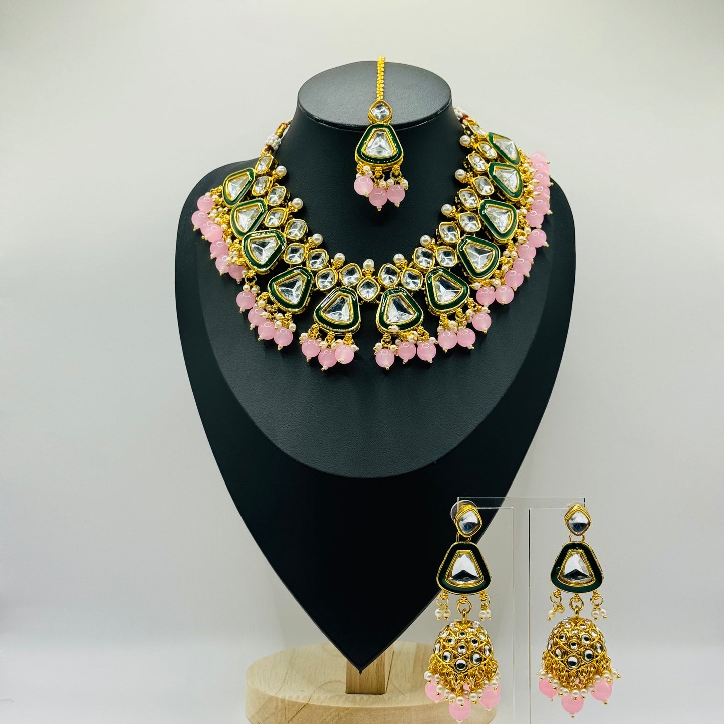 Pink Kundan and Polki Look Set - Radiant Charm in Indian Jewelry, USA