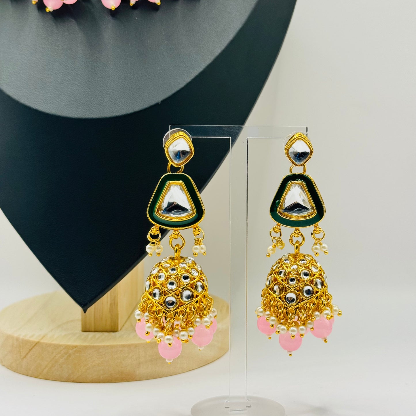 Pink Kundan and Polki Look Set - Radiant Charm in Indian Jewelry, USA