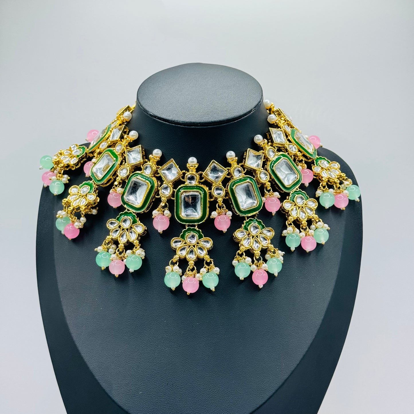 Polki Kundan Mint Green Bridal Set - Exquisite Beauty for Indian Brides in the USA