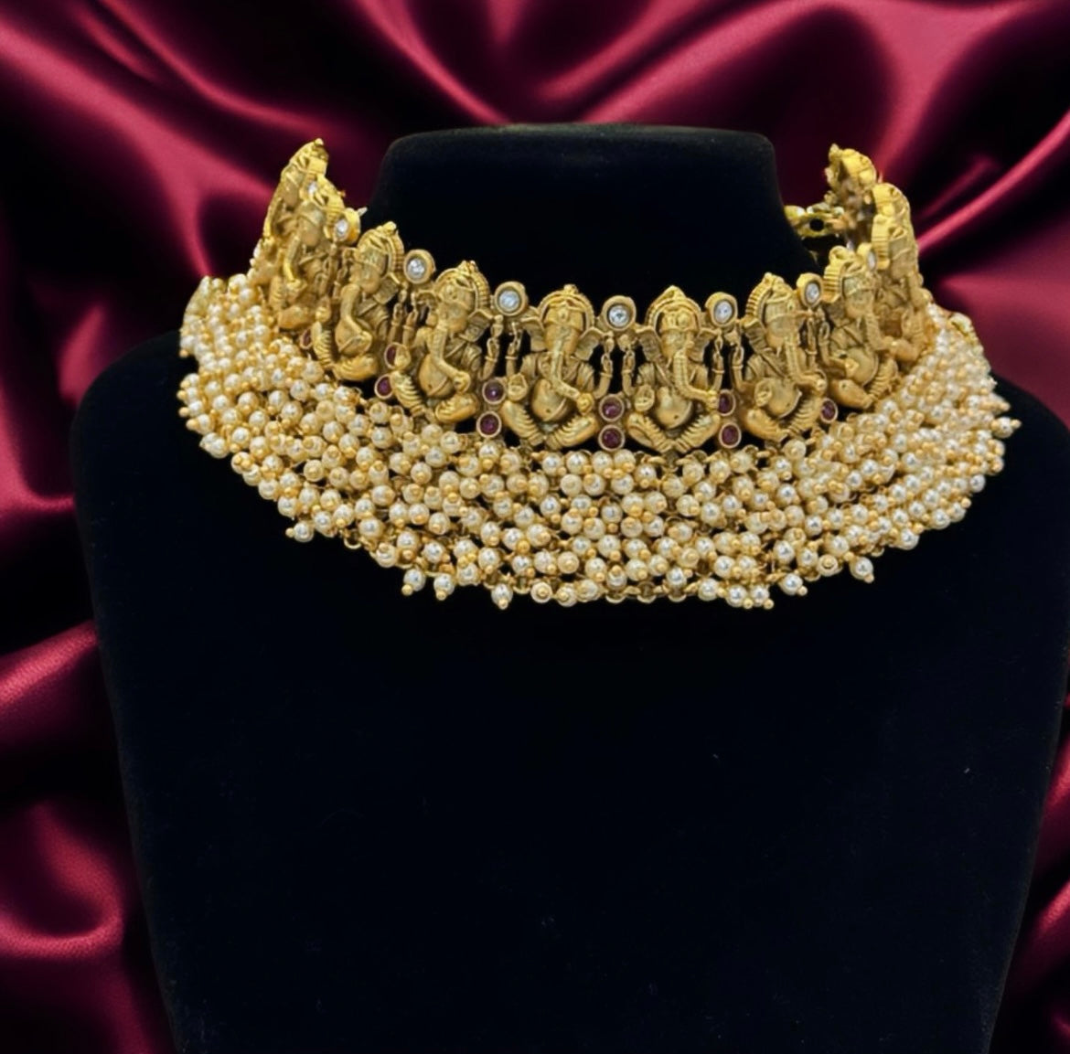 Ganesha Temple Gold Choker - Divine Indian Jewelry in USA