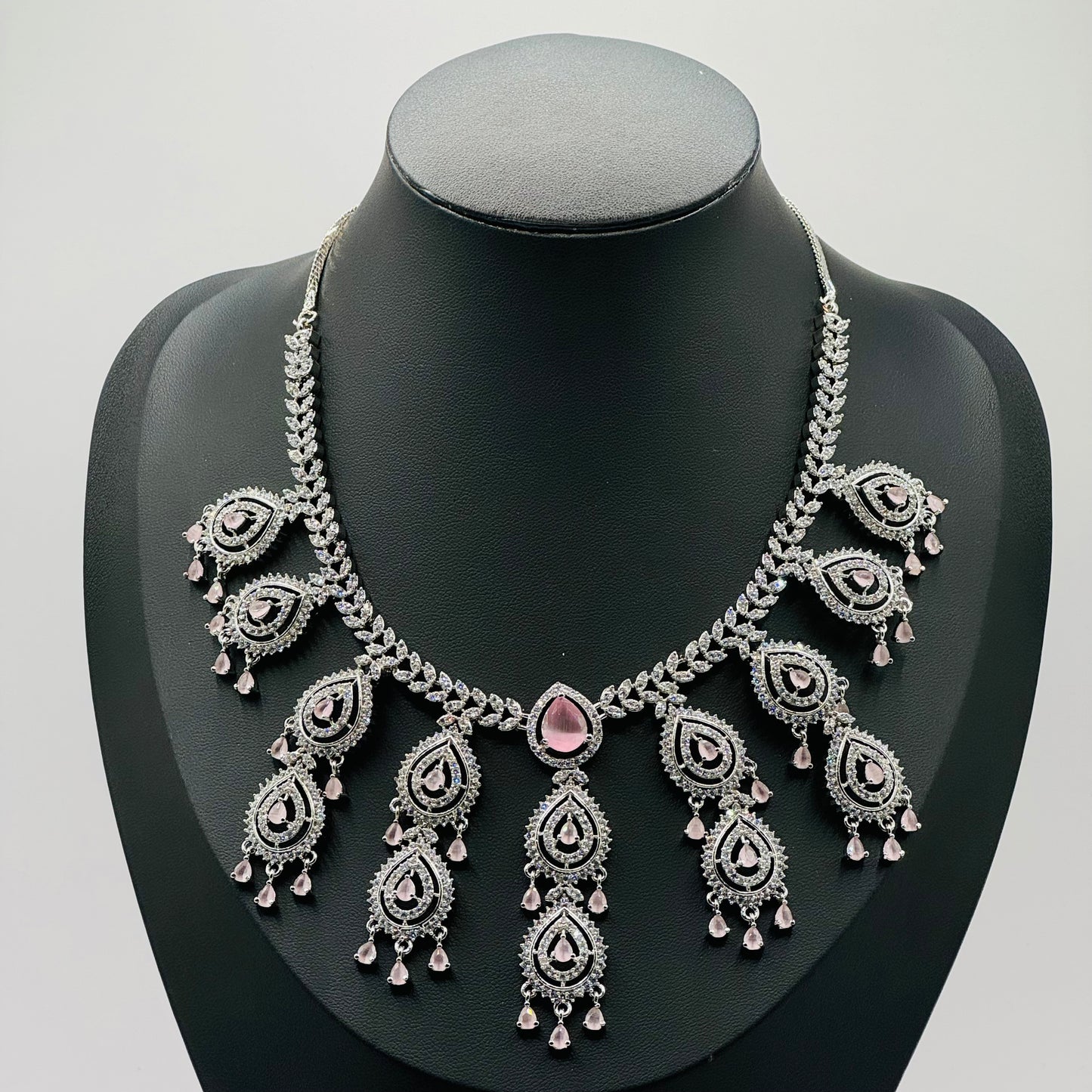 Pink Drop Diamond Set - Radiant Sophistication in Indian Jewelry, USA