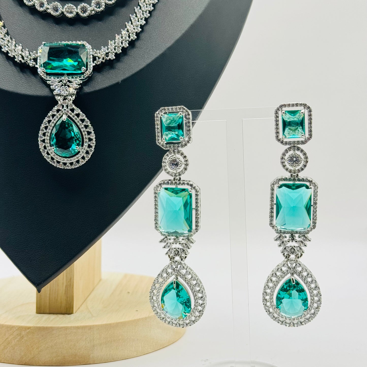 3-Layer Diamond and Solitaire Look Set - Luxurious Opulence in Indian Jewelry, USA