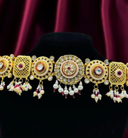 Gold Meenakari Choker - Exquisite Indian Jewelry in USA