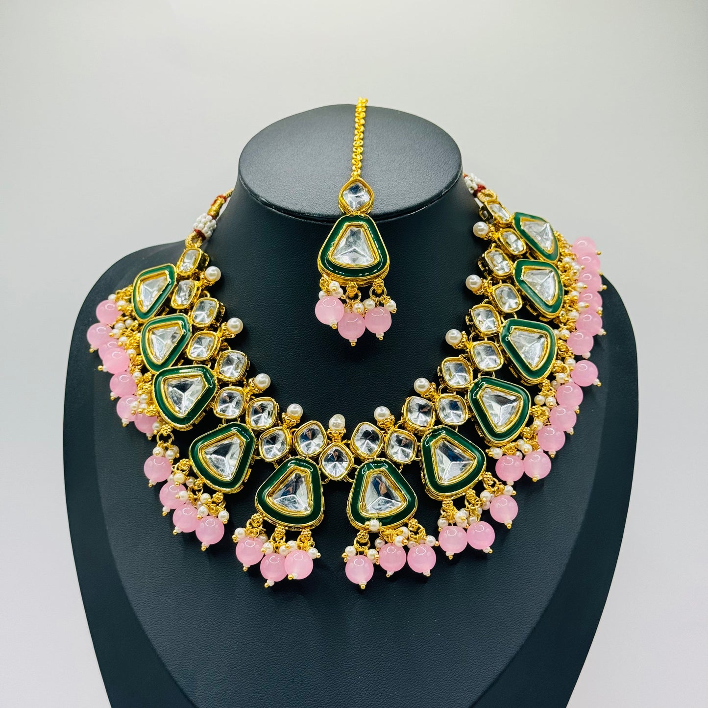 Pink Kundan and Polki Look Set - Radiant Charm in Indian Jewelry, USA