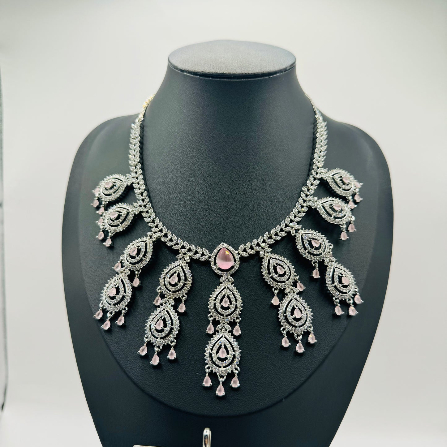 Pink Drop Diamond Set - Radiant Sophistication in Indian Jewelry, USA