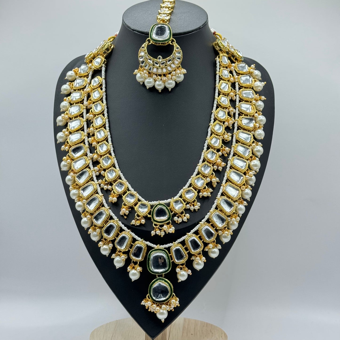 Tyaani White Double Layer Kundan Look Set - Timeless Elegance in Indian Jewelry, USA