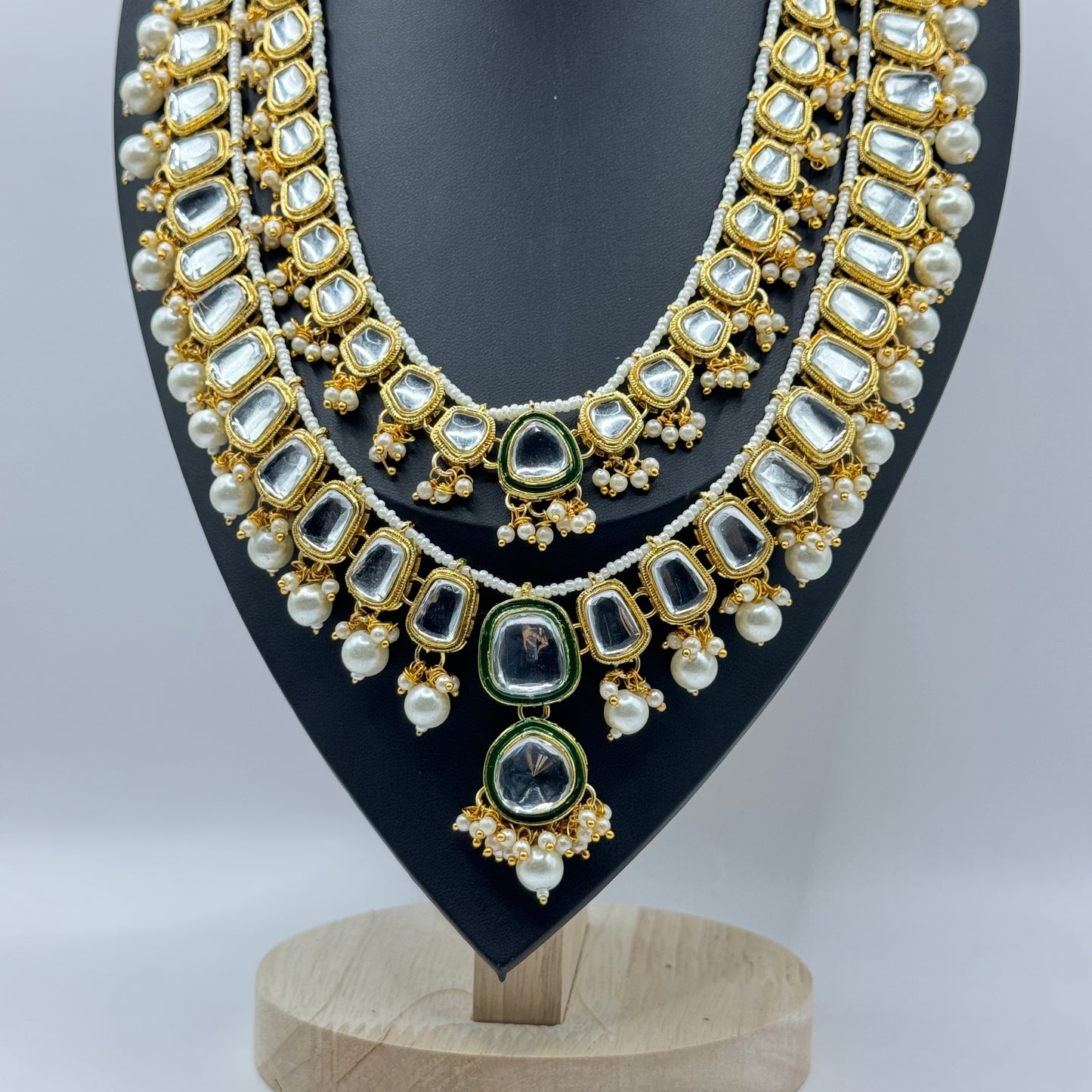 Tyaani White Double Layer Kundan Look Set - Timeless Elegance in Indian Jewelry, USA