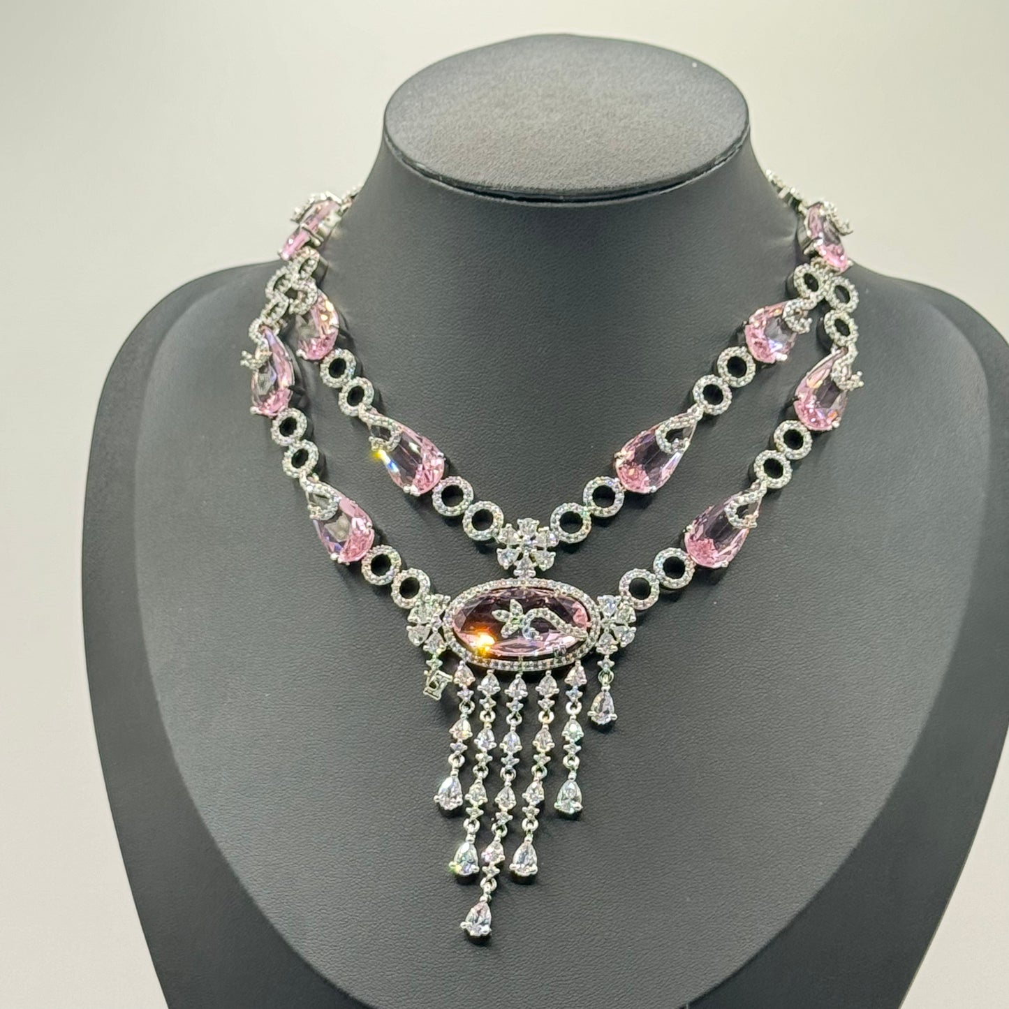 Pink Manish Malhotra Inspired Diamond Set - Exquisite Glamour in Indian Jewelry, USA