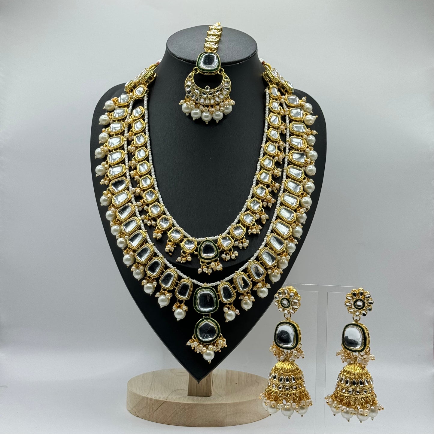 Tyaani White Double Layer Kundan Look Set - Timeless Elegance in Indian Jewelry, USA