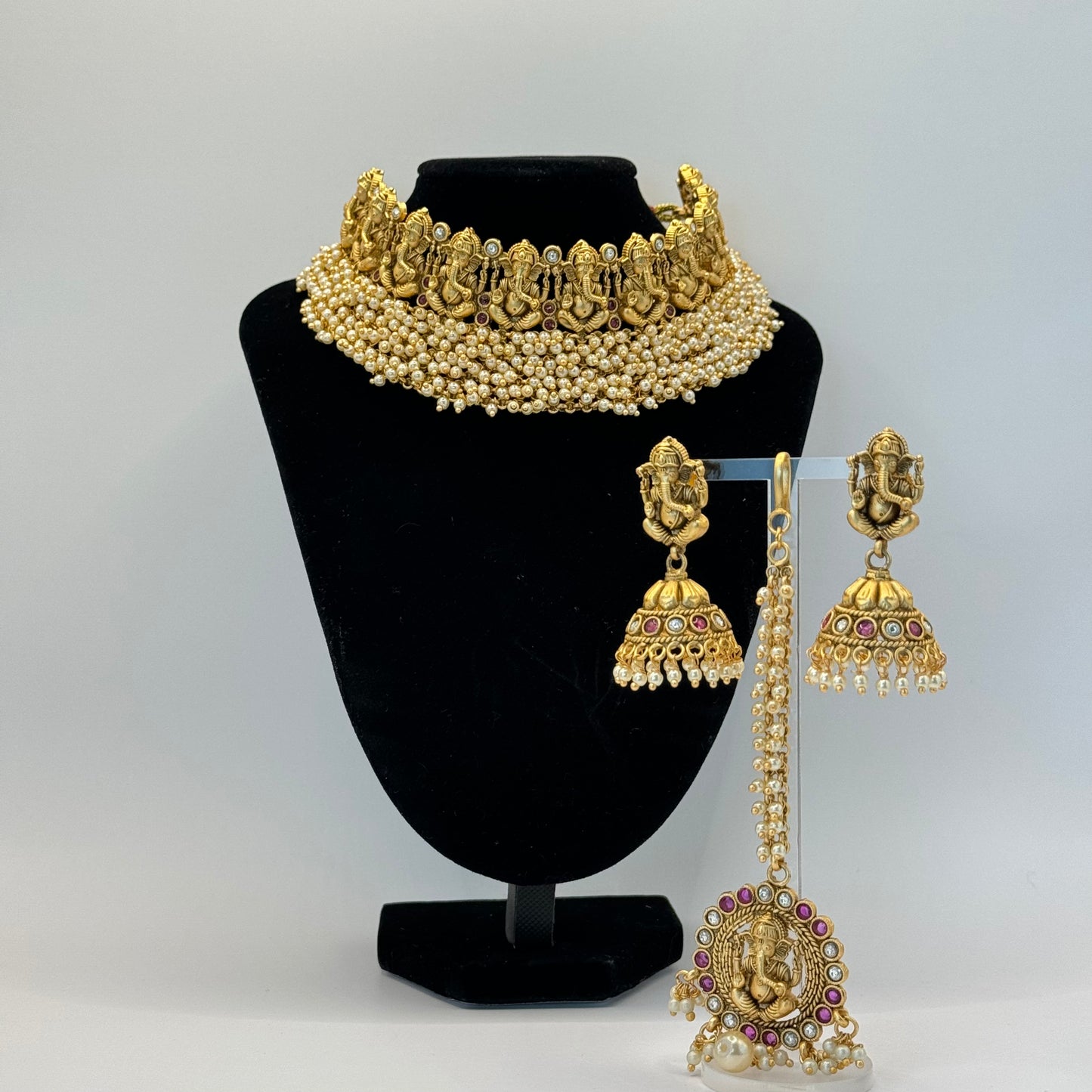 Ganesha Temple Gold Choker - Divine Indian Jewelry in USA