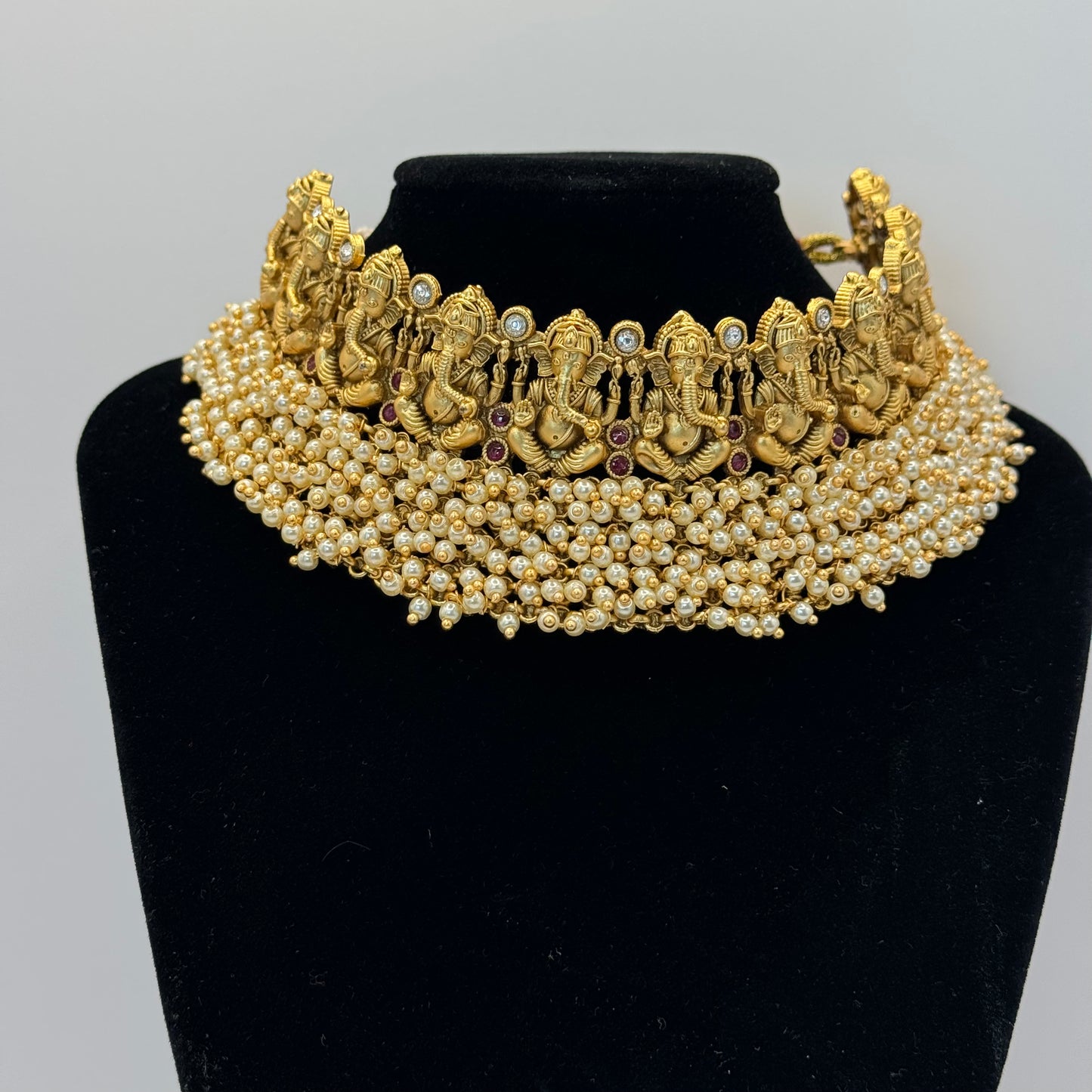 Ganesha Temple Gold Choker - Divine Indian Jewelry in USA