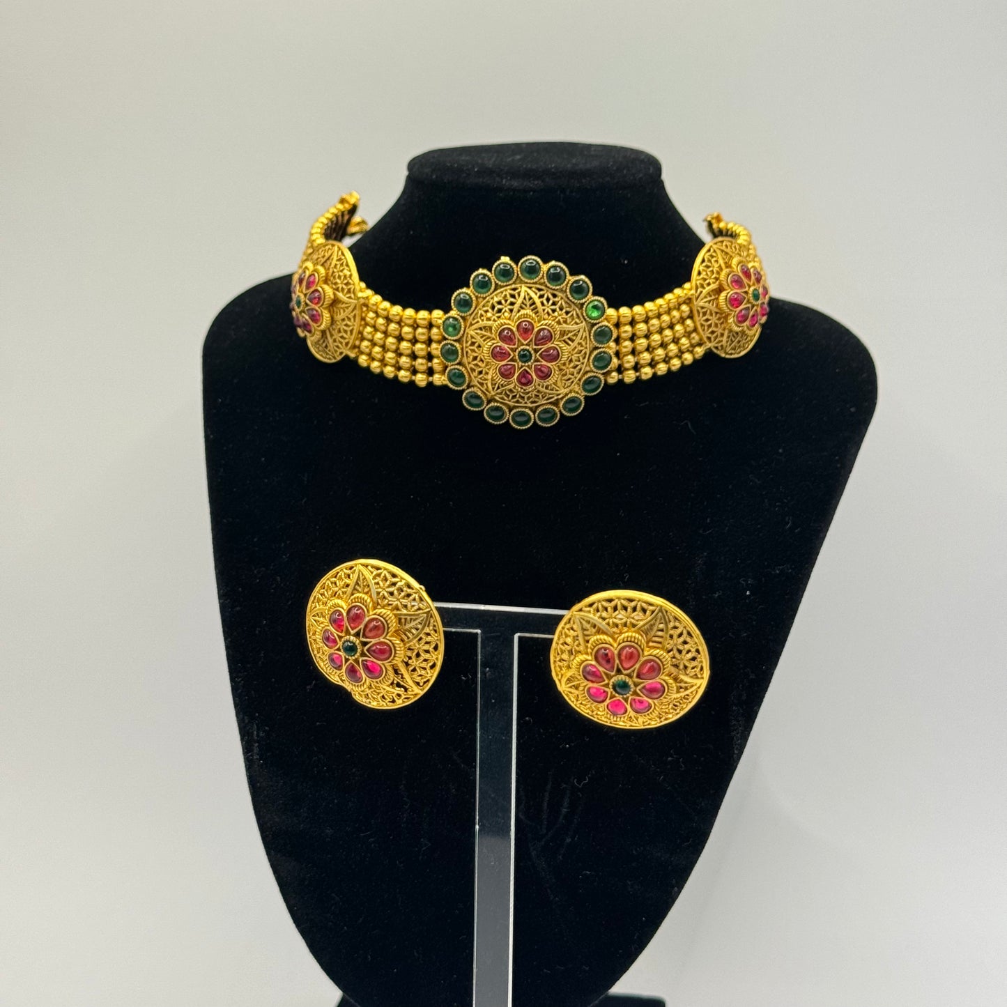 Gold Choker with Studs - Contemporary Glamour in Indian Jewelry, USA