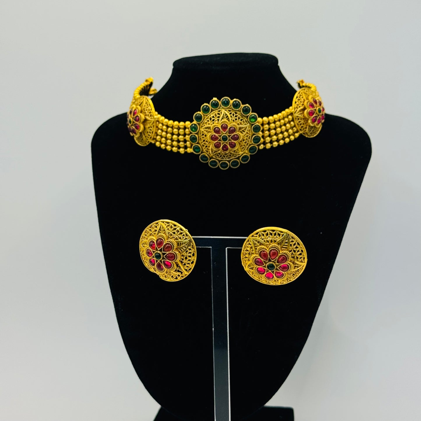 Gold Choker with Studs - Contemporary Glamour in Indian Jewelry, USA