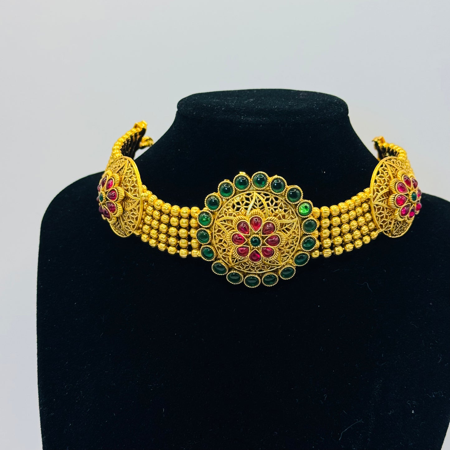 Gold Choker with Studs - Contemporary Glamour in Indian Jewelry, USA