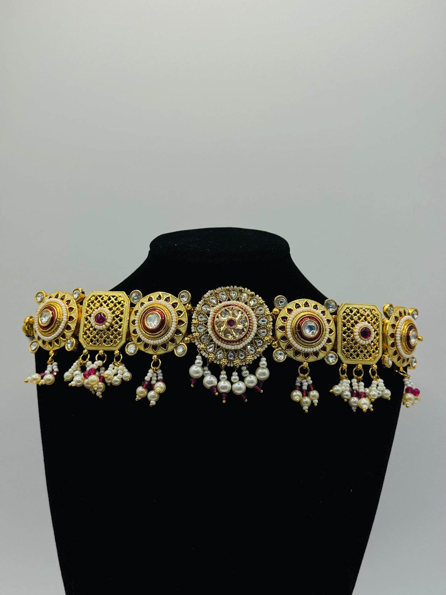 Gold Meenakari Choker - Exquisite Indian Jewelry in USA