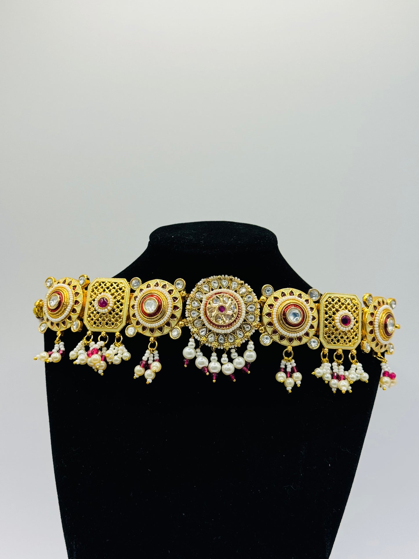 Gold Meenakari Choker - Exquisite Indian Jewelry in USA