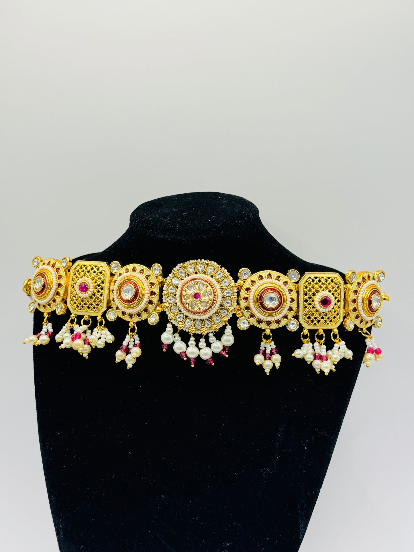 Gold Meenakari Choker - Exquisite Indian Jewelry in USA