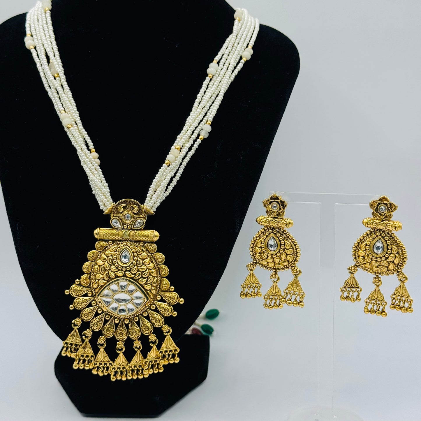 White Gold Long Set - Timeless Sophistication in Indian Jewelry, USA