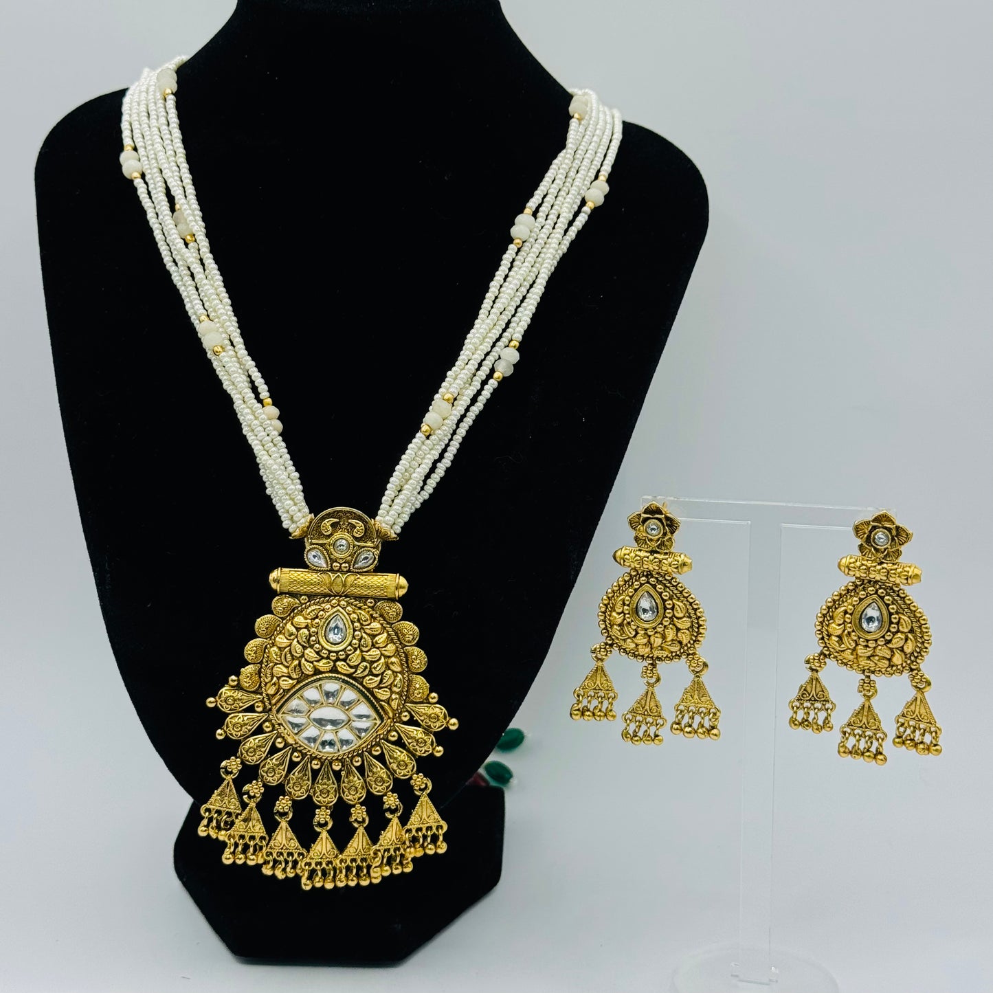 White Gold Long Set - Timeless Sophistication in Indian Jewelry, USA