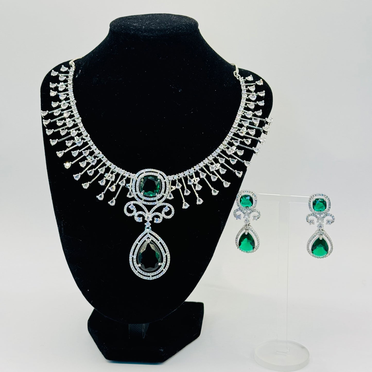 Emerald and Diamond Drop Set - Timeless Elegance in Indian Jewelry, USA