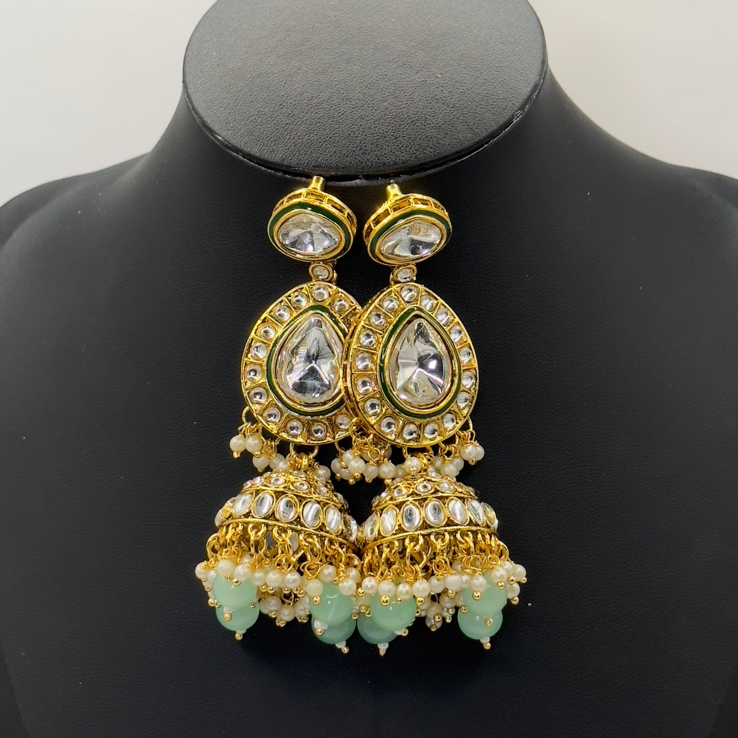 Pastel Green Polki Kundan: Tyaani Designer Set"