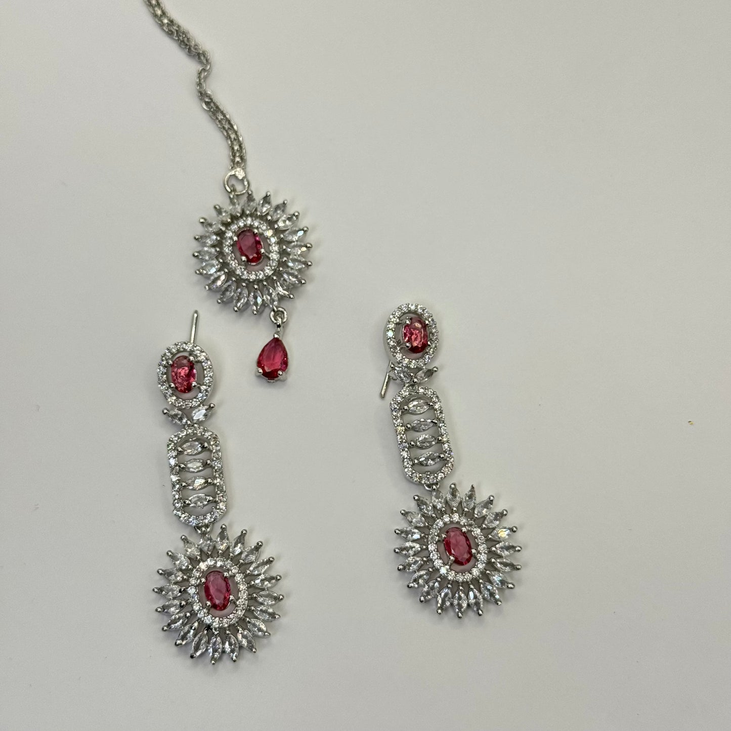 Ruby Diamond Necklace Silver Plated