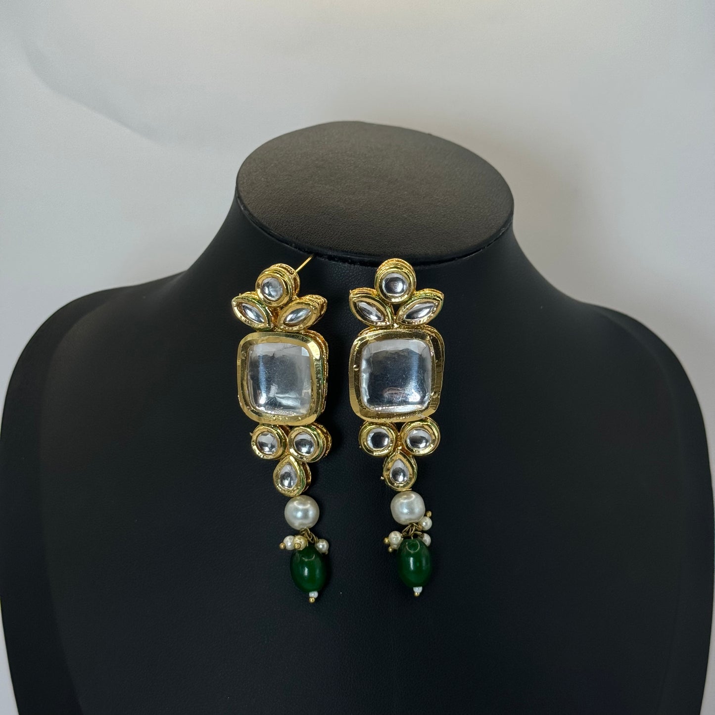 White Choker , Kundan and Green beads